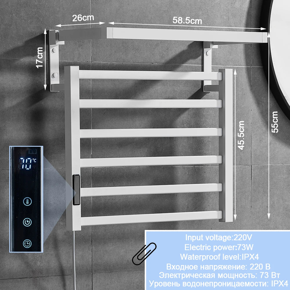 Bathroom Electric Towel Warmer with Digital Display and Timer