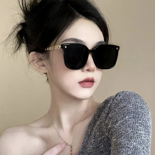 Vintage Big Frame Black Mirror Sunglasses
