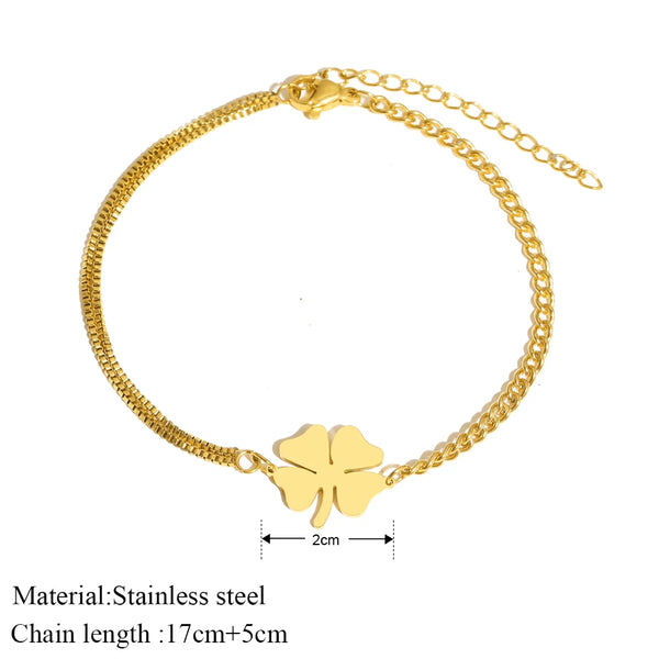 Luxury Stainless Steel Bracelet – Chic Floral Charm with Timeless Style