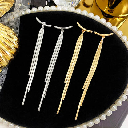 Long Wire Tassel Thread Chain Drop Earring