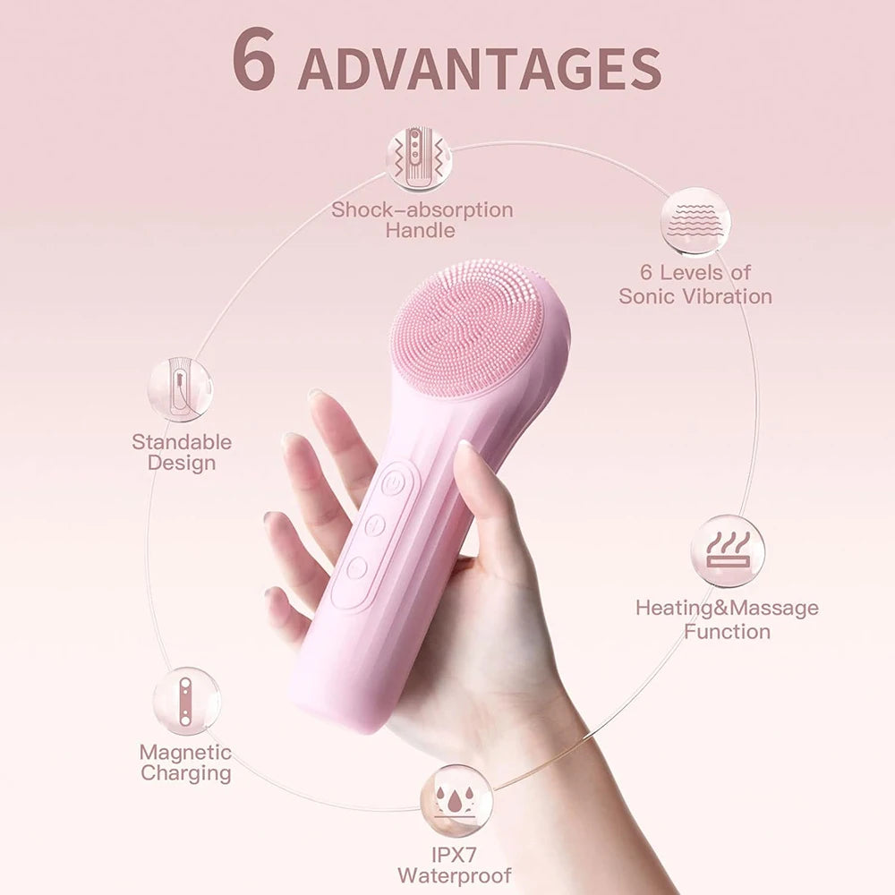 Sonic Waterproof Facial Cleansing Brush – Deep Clean & Exfoliating Skin Care Tool