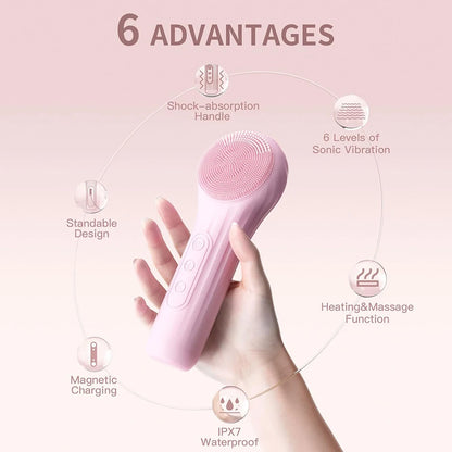 Sonic Waterproof Facial Cleansing Brush – Deep Clean & Exfoliating Skin Care Tool