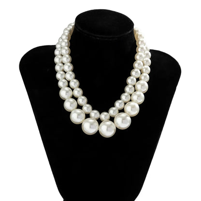 Elegant 2pcs/set Imitation Pearl Beaded Choker Necklaces