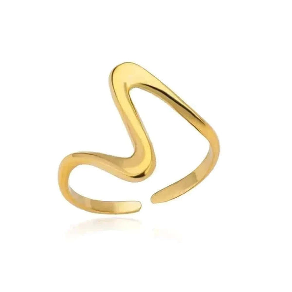 Vintage Geometric Wave Ring – Elegant & Adjustable Statement Jewelry