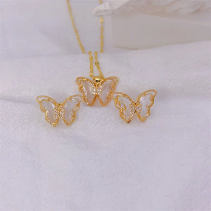 Luxury Butterfly Necklace Earrings Set