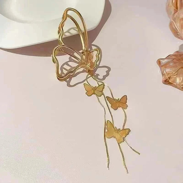 Long Tassel Butterfly Hairband with Chain Details