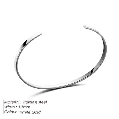 Unisex Stainless Steel Cuff Bracelet – Minimalist Platinum Design