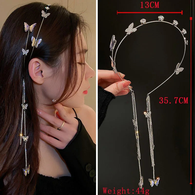 Long Tassel Chain Butterfly Hairbands