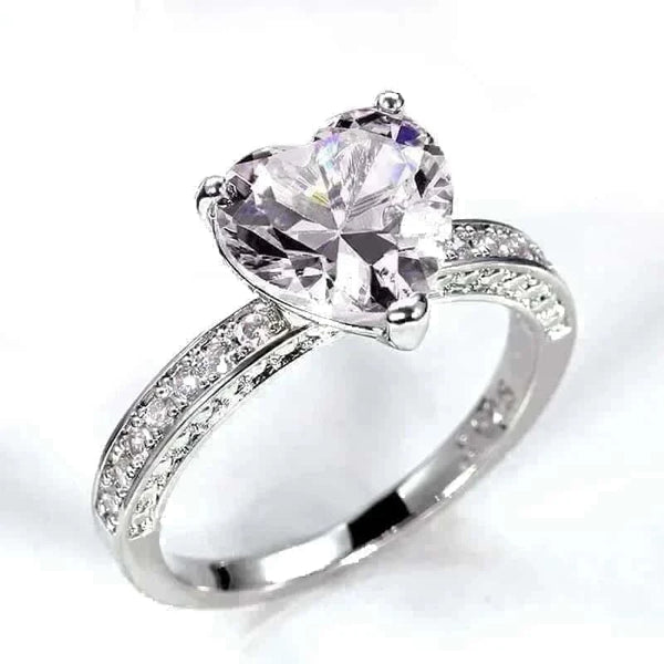 Elegant 925 Sterling Silver Pink Heart Ring
