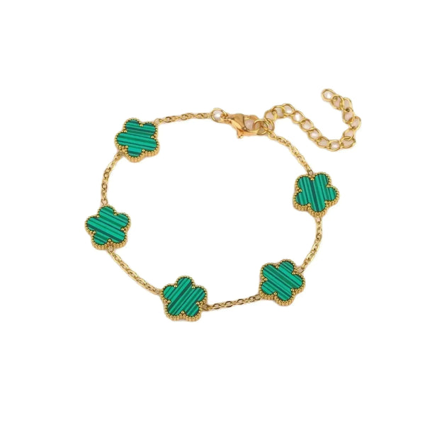 Gold-Plated Floral Bracelet – Elegant Stainless Steel with Vibrant Accents
