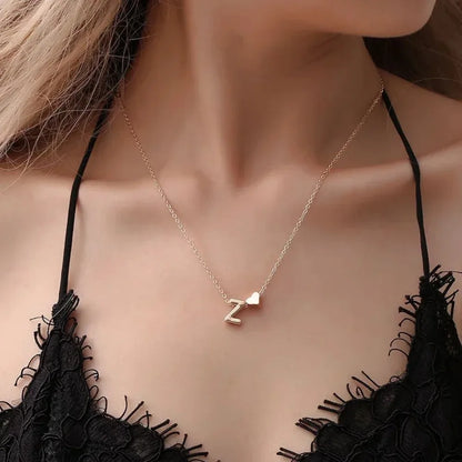 Tiny Heart Initial Necklace - Gold/Silver Choker for Women, Personalized Pendant Gift