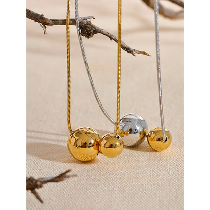 Stainless Steel Round Ball Beads Pendant Necklace