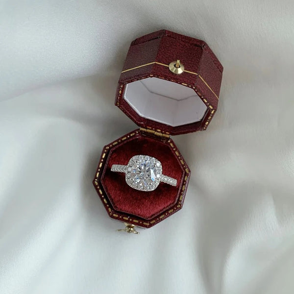 Luxury Moissanite Sterling Silver Engagement Ring