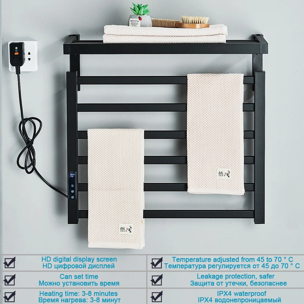 Bathroom Electric Towel Warmer with Digital Display and Timer