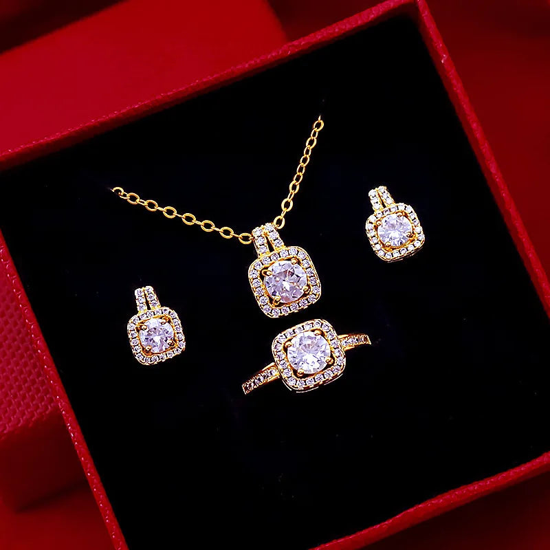 Luxury Square Zircon Jewelry Set – Elegant Wedding & Party Accessories