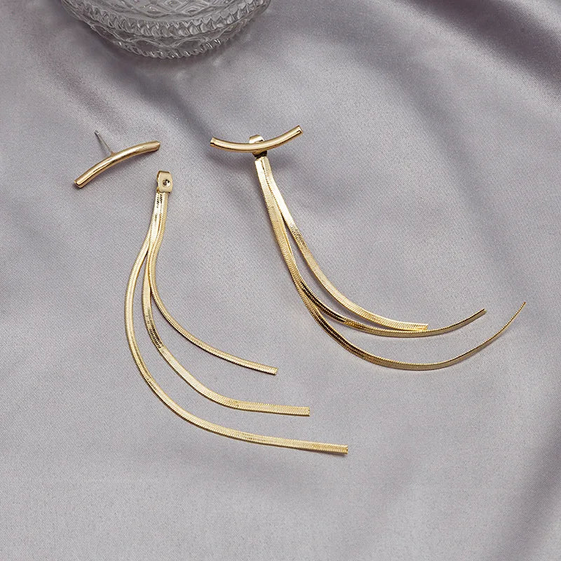 Long Wire Tassel Thread Chain Drop Earring