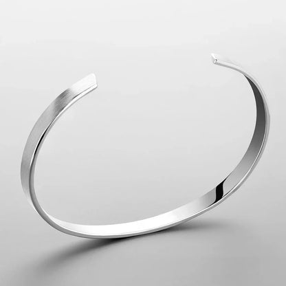 Unisex Stainless Steel Cuff Bracelet – Minimalist Platinum Design