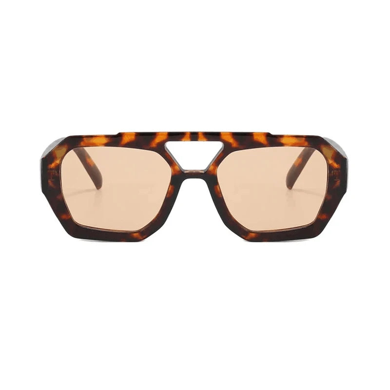 Retro Double-Bridge Sunglasses – Luxe Leopard Brown Gradient