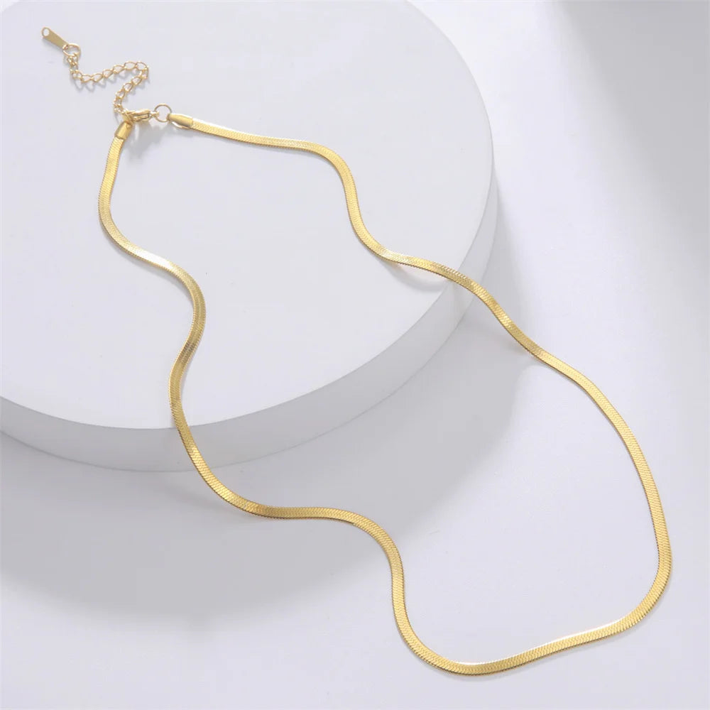 Gold Color Stainless Steel Snake Chain Necklace