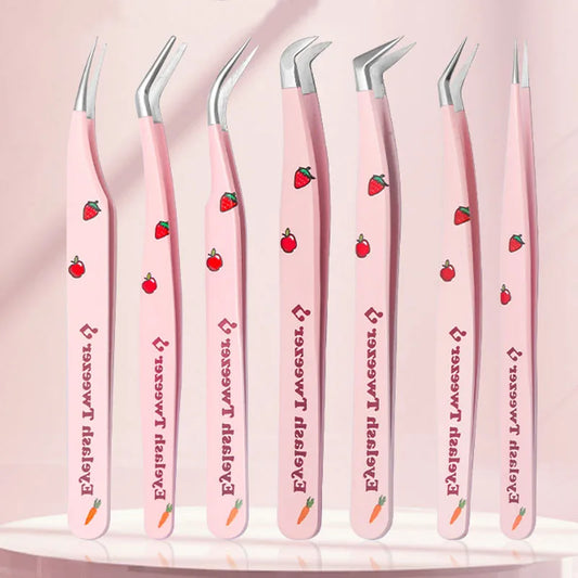 Precision False Eyelash Tweezers - 6 Styles for Effortless Application