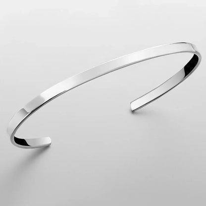 Unisex Stainless Steel Cuff Bracelet – Minimalist Platinum Design