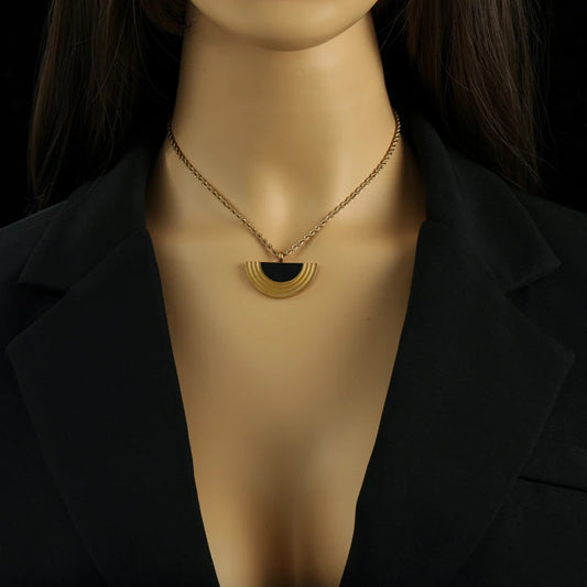 Minimalist Geometric Semicircle Pendant Jewelry Set