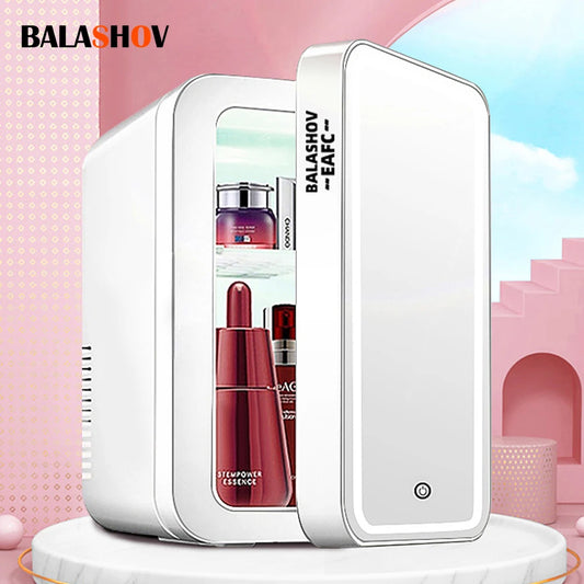 4L Mini Makeup Fridge with LED Light Mirror