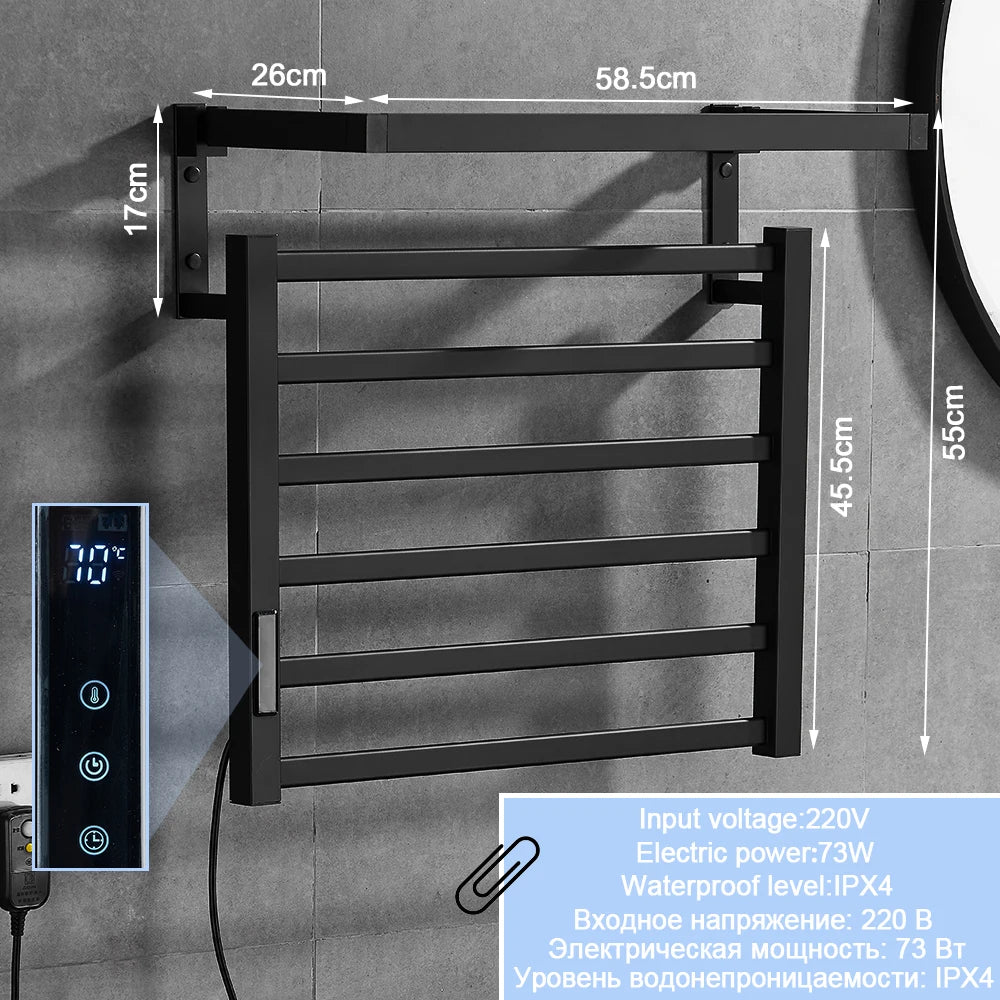 Bathroom Electric Towel Warmer with Digital Display and Timer